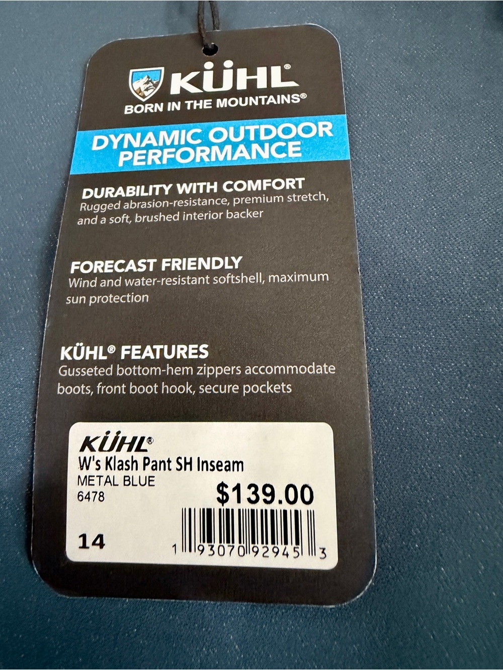 Kuhl Womens Pants Size 14 Klash Cargo Hiking Blue Outdoor Stretch Water Wind New - Picture 10 of 14